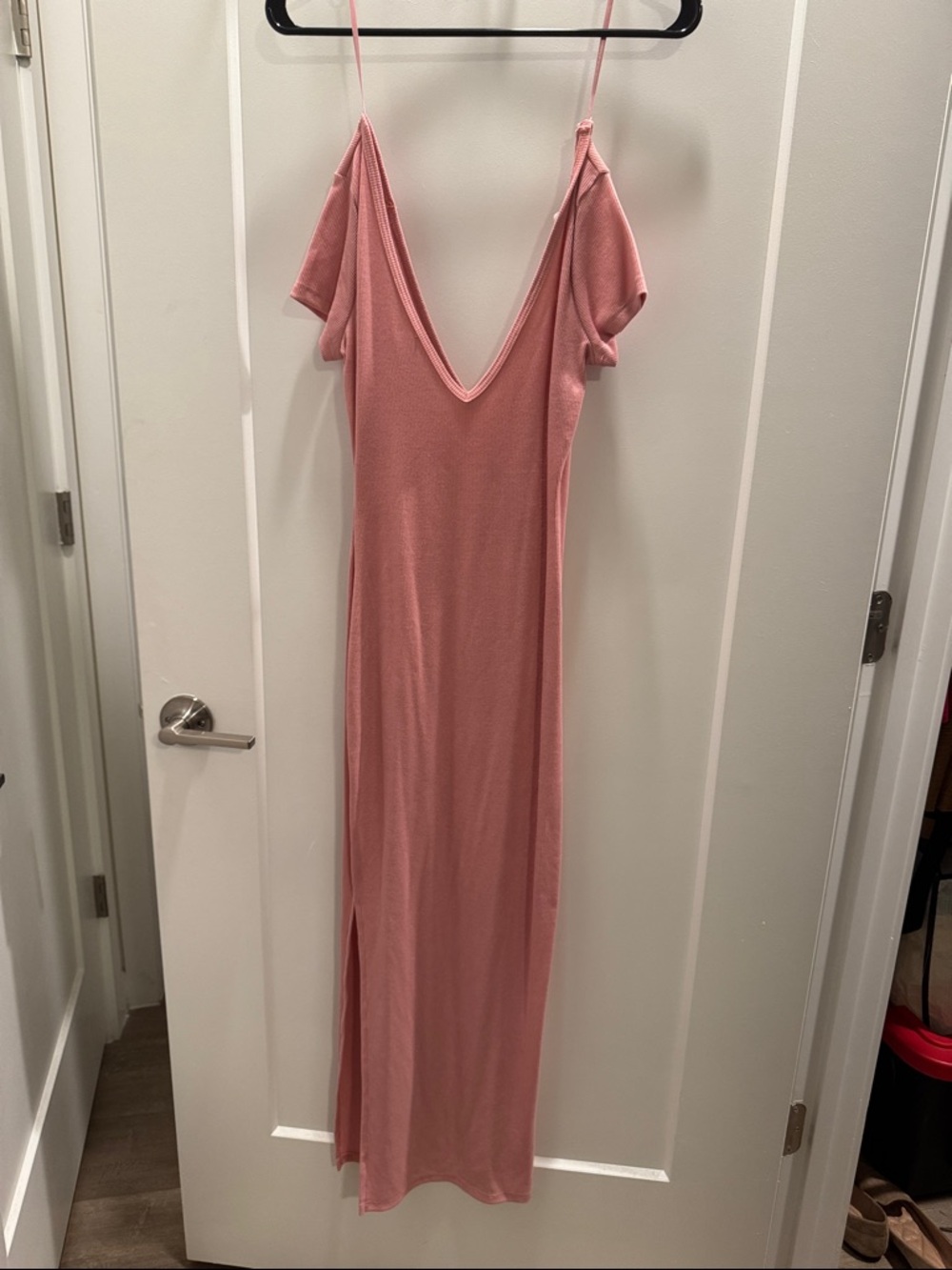 love J Rose Pink Cold-Shoulder Slip Maxi Dress